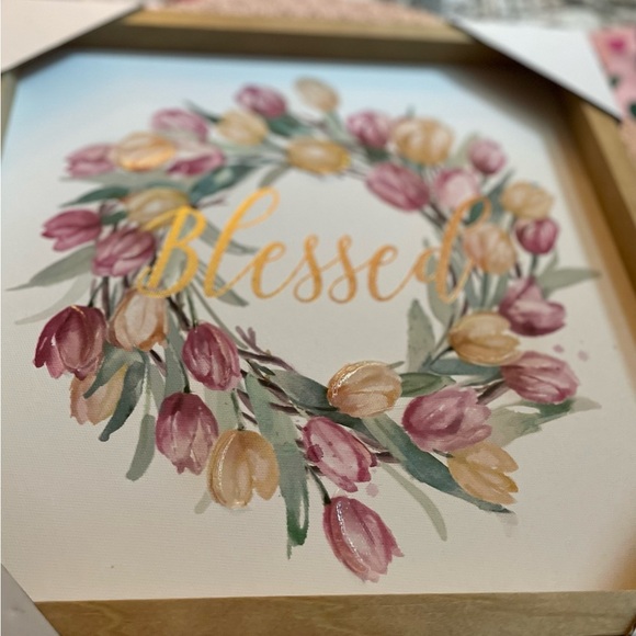 Blessed sign canvas with wood frame boxed Never used . - Picture 1 of 5